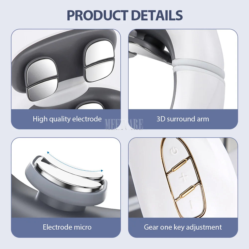 TENS Pulse Wireless Back & Neck Massager - Smart Heating Pain Relief for Shoulders & Muscles