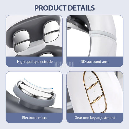 TENS Pulse Wireless Back & Neck Massager - Smart Heating Pain Relief for Shoulders & Muscles