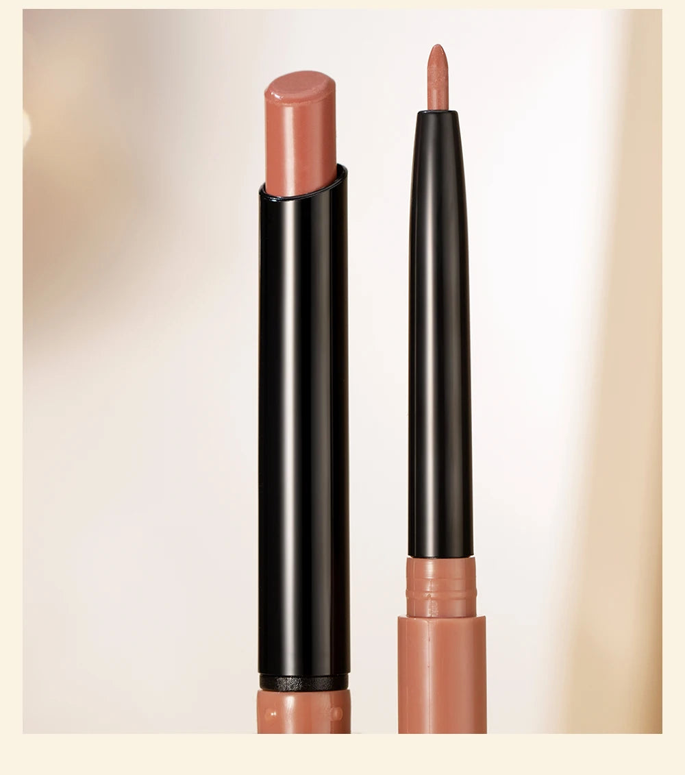 QIBEST 2PC Matte Velvet Lipstick & Lipliner Set - Long Lasting Red Lip Contour Pencil