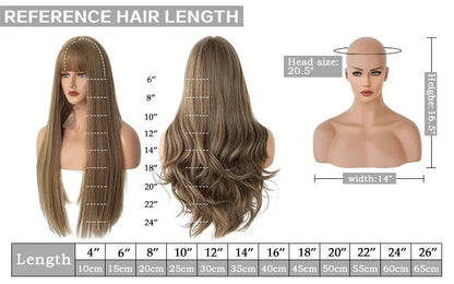 Straight Layered Blonde Wig with Neat Bangs - High Density Synthetic Hair for Women