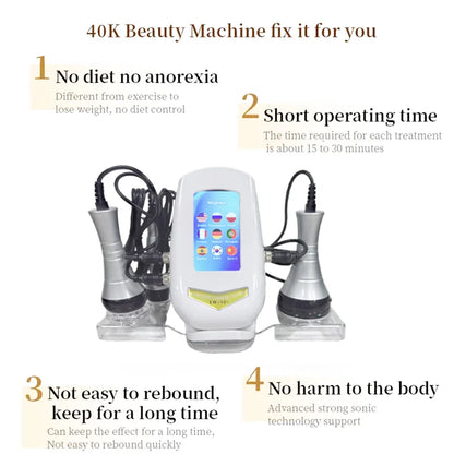 40K 3-in-1 Ultrasonic Body Shaping Instrument - Beauty Massage & Negative Pressure Slimming for Facial Care