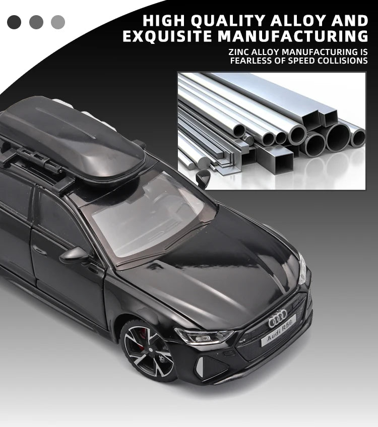 1/32 RS6 Alloy Diecast Toy Car Model with Sound, Light, and Opening Doors - Vehicle Collection for Boys and Adults, Festival Gift