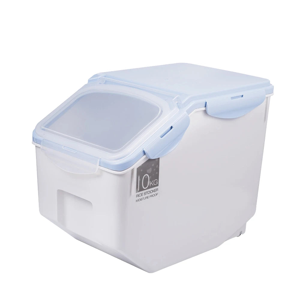 Dog Food Storage Container with Roller Base & Measuring Cup – Leakproof & Mothproof