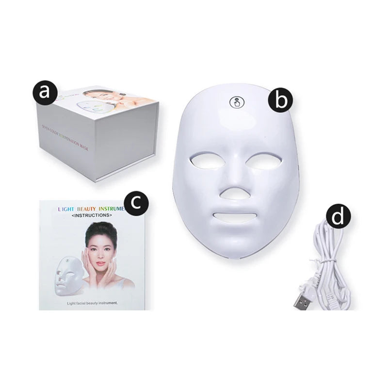 7-Color LED Photon Facial Mask - Skin Rejuvenation & Tightening for Face & Neck