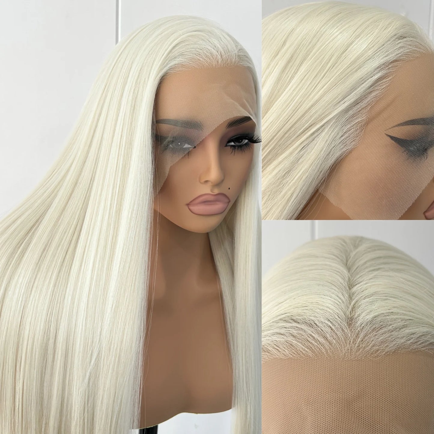 Glueless Straight Blonde Lace Front Synthetic Wig for Women