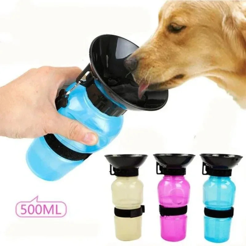 500ml Outdoor Portable Pet Water Bottle – Travel Feeder Cup for Dogs & Cats