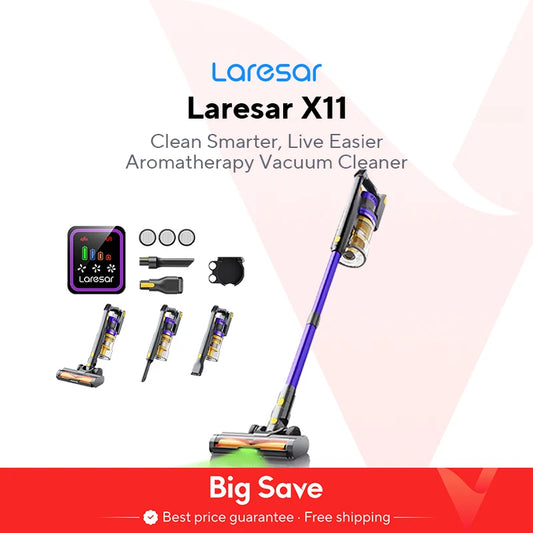Laresar X11 550W Cordless Vacuum Cleaner - 55000PA Suction, 60 Min Runtime, Handheld with 3 Filters
