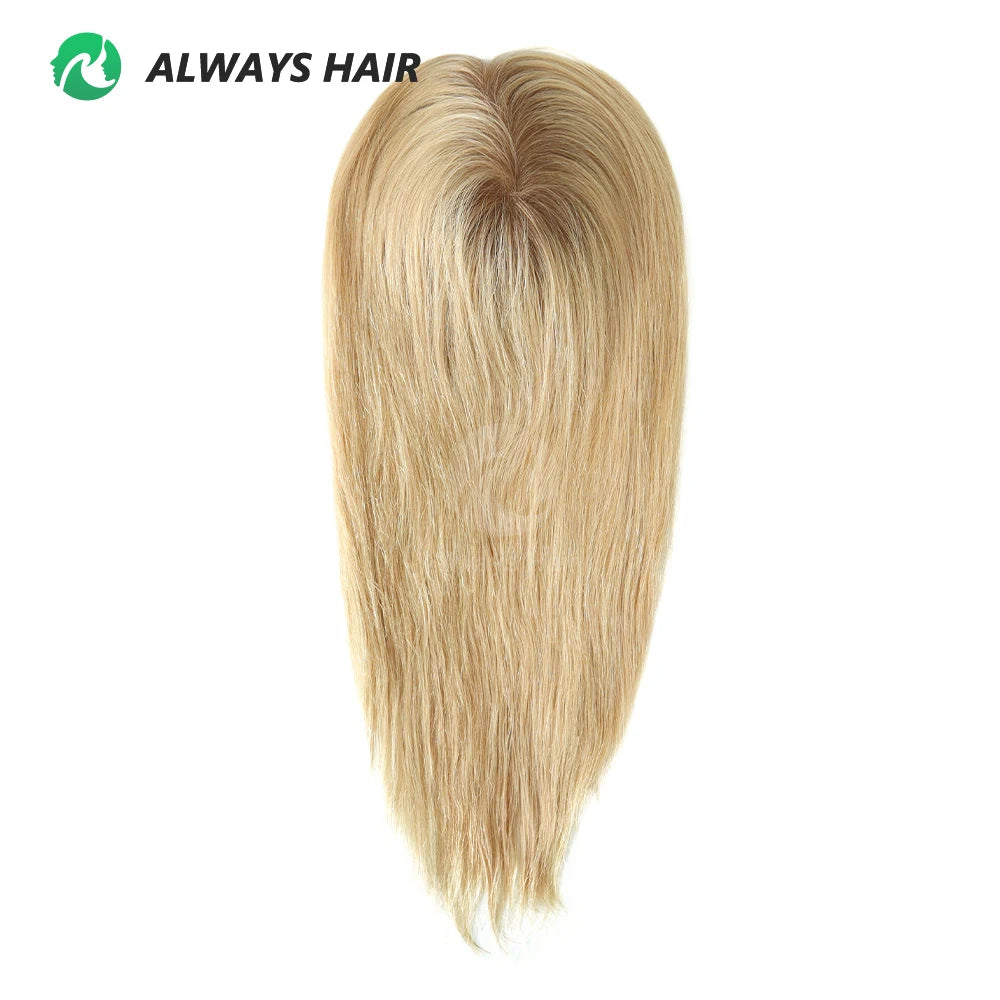 Alwayshair 14"-16" Straight Human Hair Clip-in Topper for Women 120% Density