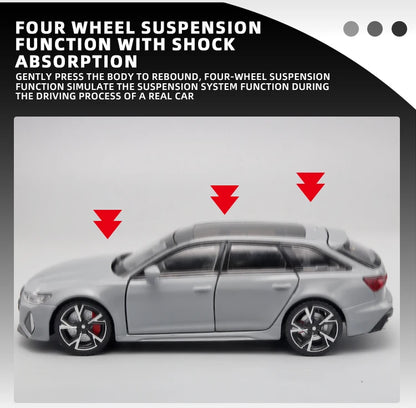 1/32 RS6 Alloy Diecast Toy Car Model with Sound, Light, and Opening Doors - Vehicle Collection for Boys and Adults, Festival Gift