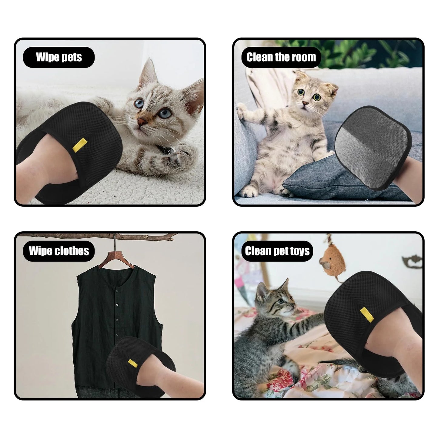 Pet Hair Removal Tool Reusable Static Removal Gloves Double-Sided Grooming Gloves for Pets & Carpets