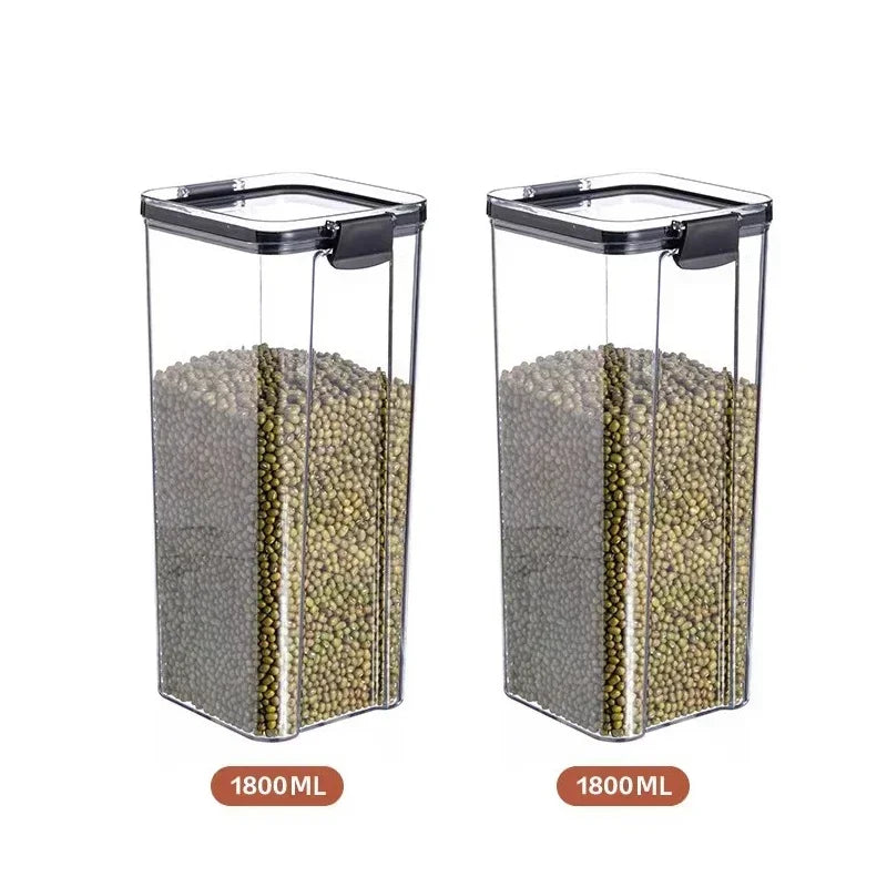 Stackable Plastic Food Storage Containers Set 460-1800ml for Grains, Tea & Snacks