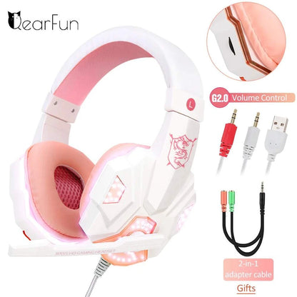 Professional LED Light Wired Gaming Headphones with Microphone, Bass Stereo PC/PS4/PS5/Xbox Gaming Headset