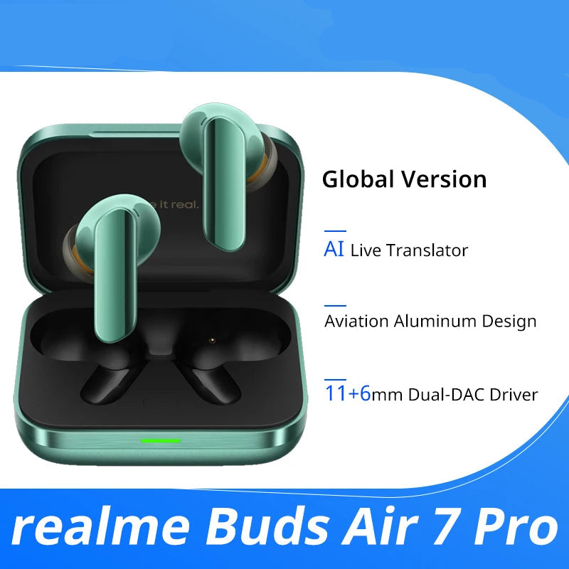 Global Version realme Buds Air 7 Pro - 53dB Active Noise Cancelling TWS Earphones with 48H Battery