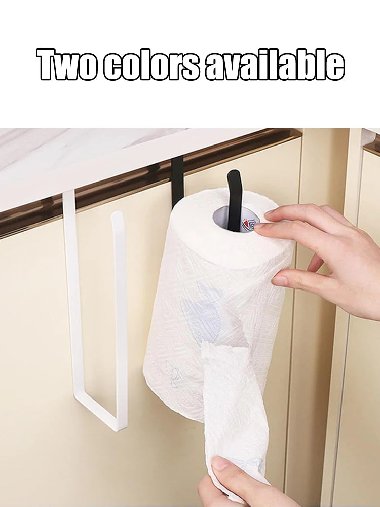 Hanging Kitchen Paper Towel Rack - Roll Paper, Plastic Wrap & Rag Organizer for Kitchen, Cabinets, Bathroom