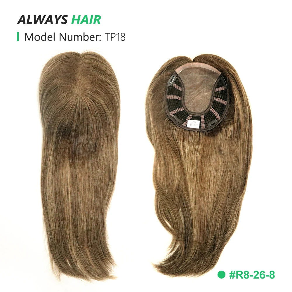 Alwayshair 14"-16" Straight Human Hair Clip-in Topper for Women 120% Density