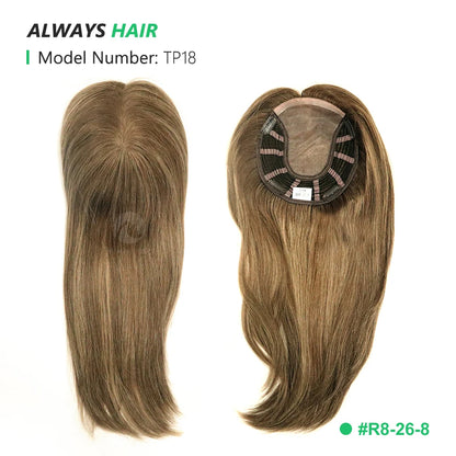 Alwayshair 14"-16" Straight Human Hair Clip-in Topper for Women 120% Density