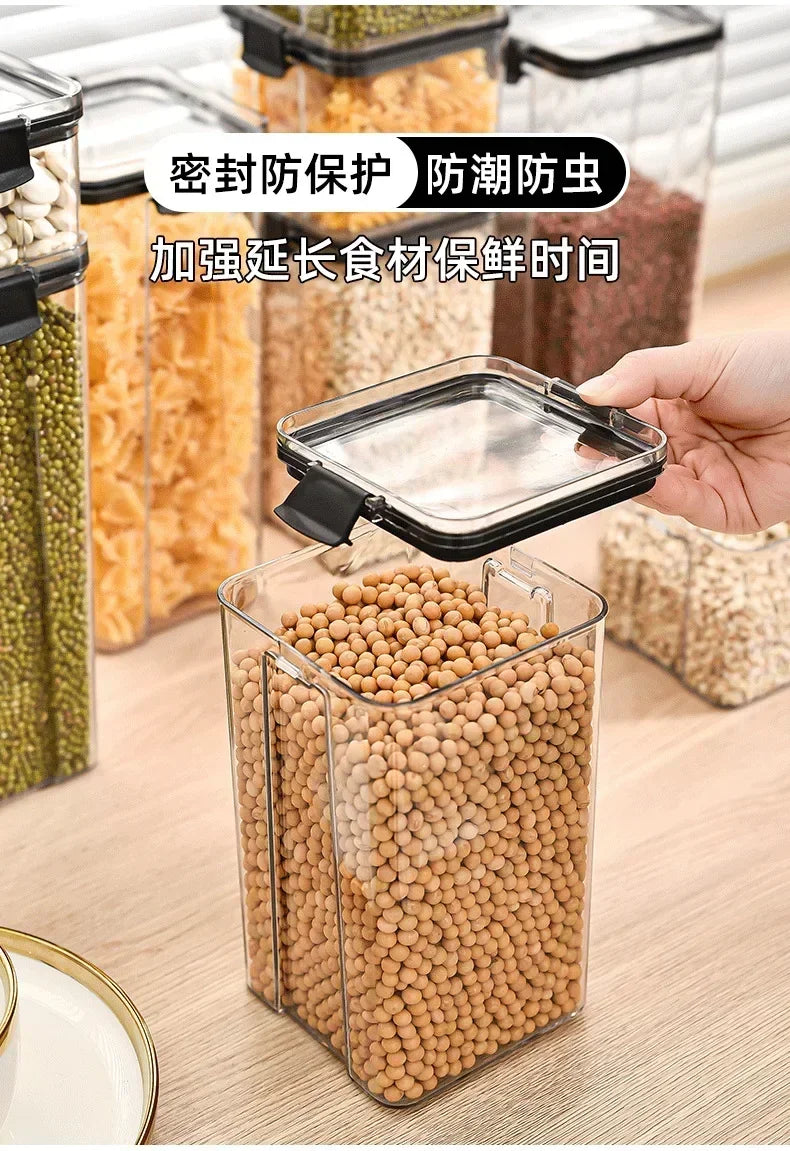 Stackable Plastic Food Storage Containers Set 460-1800ml for Grains, Tea & Snacks