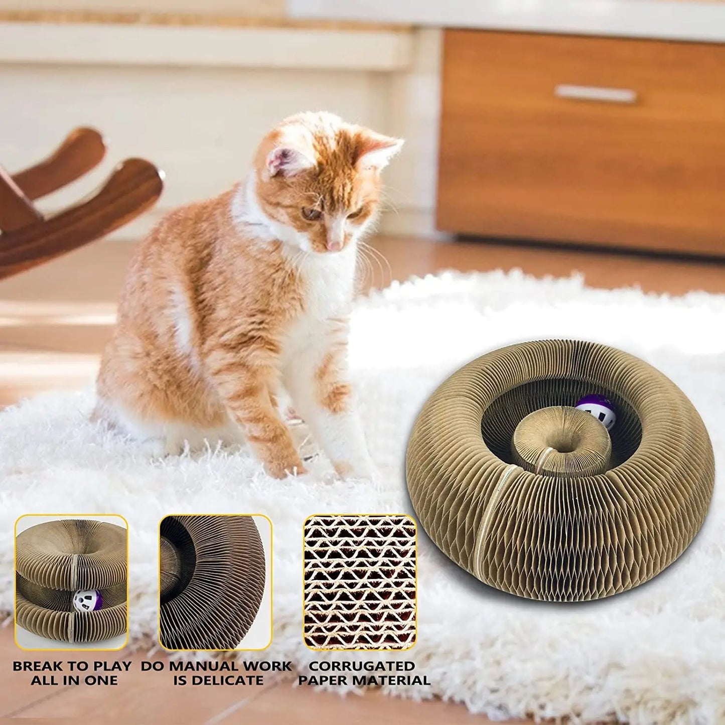 Magic Cat Scratch Board with Ball & Corrugated Climbing Toy for Cats