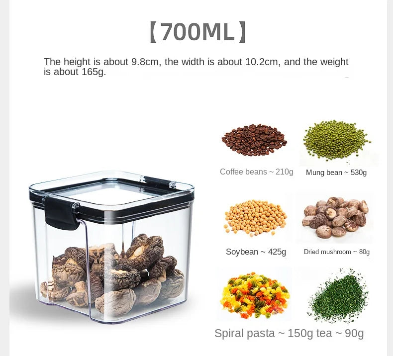 Sealed Plastic Storage Jars Set, Moisture-Proof Grain & Seasoning Organizer for Kitchen