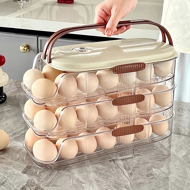 1PCS Automatic Rolling Egg Storage Box, Egg Holder Rack & Organizer for Refrigerator