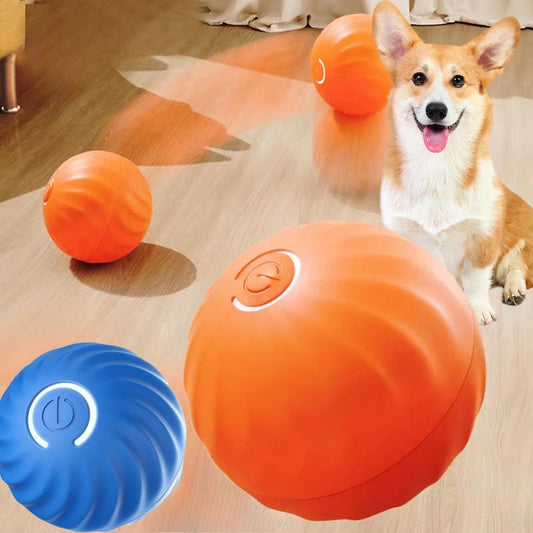 Automatic Moving Dog Toy Ball USB Rechargeable Jumping & Rotating Interactive Chew Toy for Puppies