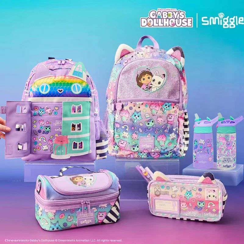 New Australia Genuine Smiggle School Bag Set for Girls with Pencil Box, Water Cup & Meal Bag