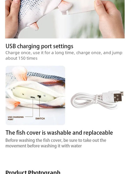 USB Charging Electric Fish Toy – Interactive Pet Chew Toy for Dogs & Cats