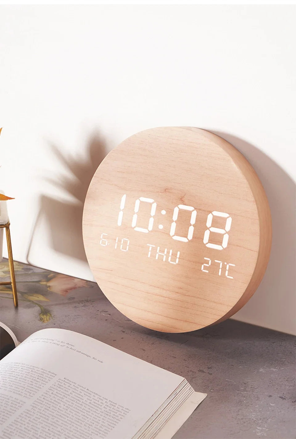 LED Digital Wall Clock - Multi-Function Display with Temperature, Date, and Time for Living Room & Bedroom