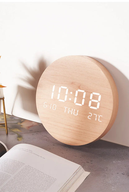 LED Digital Wall Clock - Multi-Function Display with Temperature, Date, and Time for Living Room & Bedroom