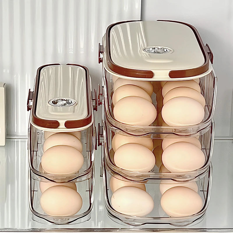 1PCS Automatic Rolling Egg Storage Box, Egg Holder Rack & Organizer for Refrigerator