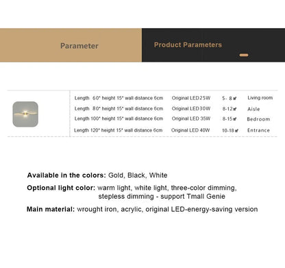 Modern LED Wall Lamp - Long Strip Decorative Lighting for Bedroom, Living Room & TV Background