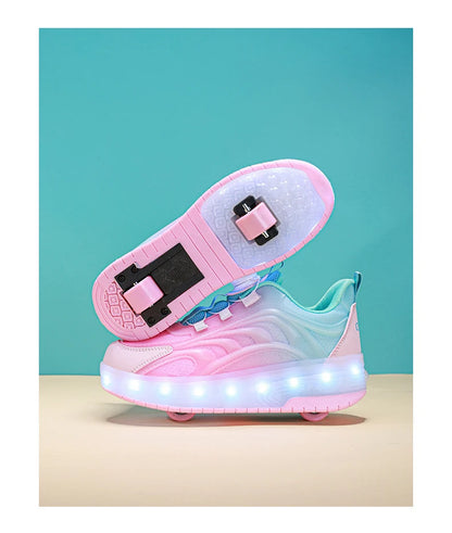 Children's LED Light Roller Skate Shoes for Kids Boys & Girls, USB Charging Luminous Sneakers