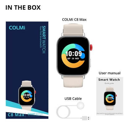 COLMI C8 Max Voice Calling Smart Watch, 1.93" HD Color Display, Health & Fitness Tracking for Men & Women