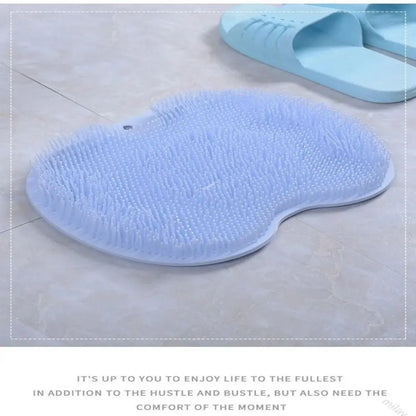 Exfoliating Shower Massage Scraper & Non-slip Bath Mat with Silicone Foot Wash Brush