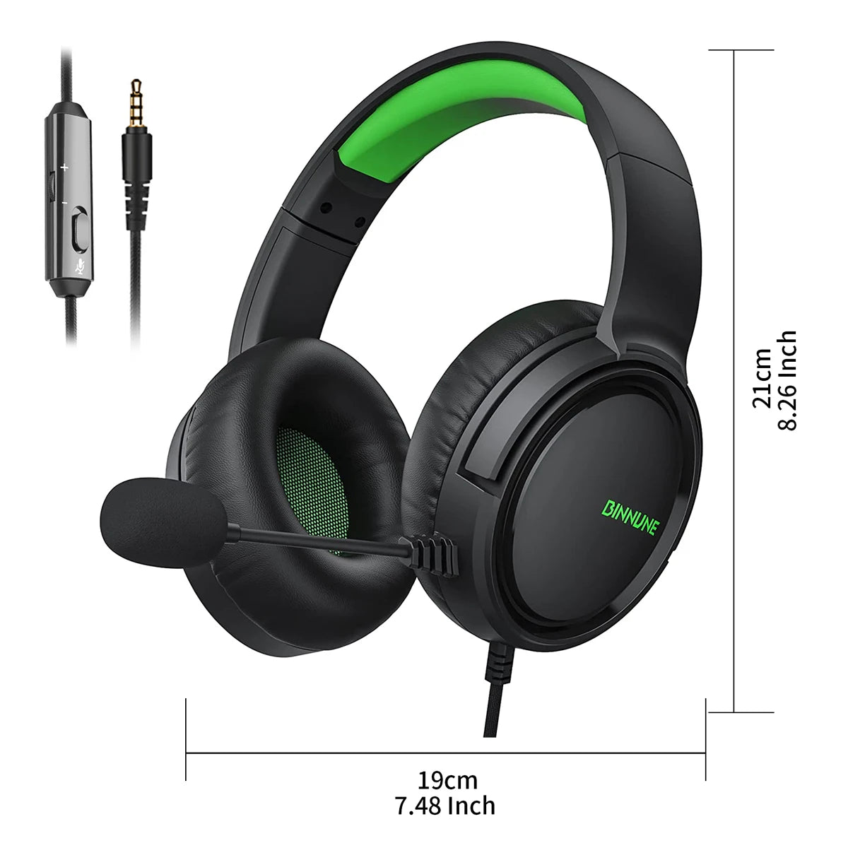 BINNUNE BG02 Gaming Headset with Mic for PS4/PS5/Xbox Series/One, PC, Switch Wired Gaming Headphones