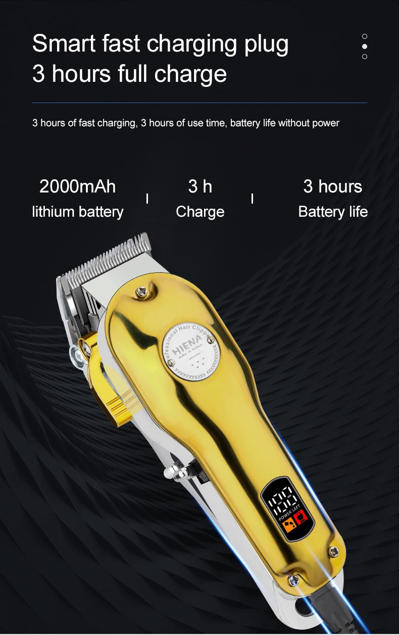 HIENA Professional Barber Hair Clippers Set with Beard Trimmer & Adjustable Steel Blade Hair Cutting Machine