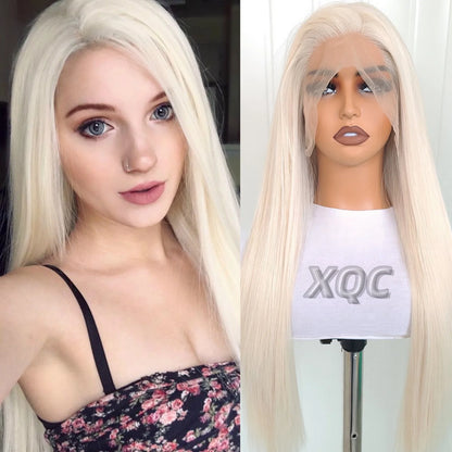 Glueless Straight Blonde Lace Front Synthetic Wig for Women