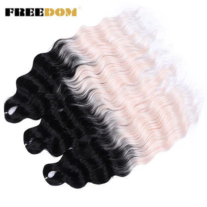 FREEDOM Synthetic Braiding Hair Extensions - 24" Deep Wavy Curly Ombre Rainbow Twist Crochet Hair