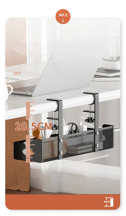 Under Desk Cable Management Tray - No Drill Steel Wire Organizer for Desk & Rack