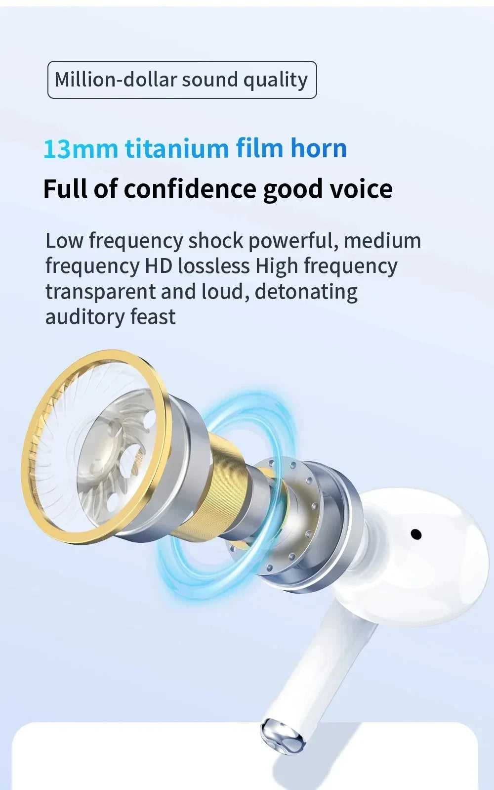 Tideboom W01 TWS Max Wireless Bluetooth Earbuds - Noise Cancelling for iPhone & Android