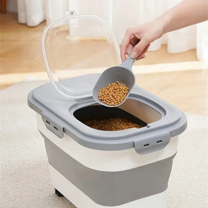 Foldable Dog Food Storage Bucket – Mildew-Proof & Moisture-Proof for Kitchen or Travel