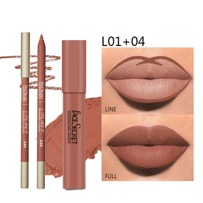 Matte Lipliner & Lipstick Set - Waterproof, Long-Lasting Soft Matte Lip Makeup for Women