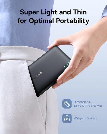 Baseus 22.5W Power Bank 10000mAh, QC PD Fast Charging Portable Charger for iPhone 16/15, Samsung, Xiaomi