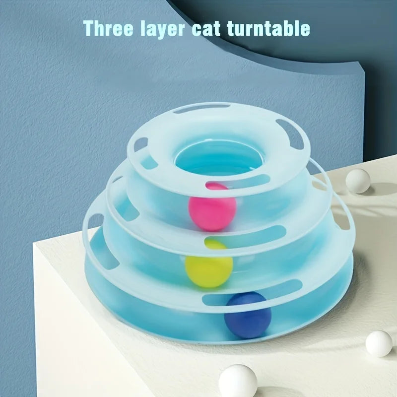 3-Layer Interactive Cat Toy Tower with Colorful Balls – Mental & Physical Exerciser for Cats
