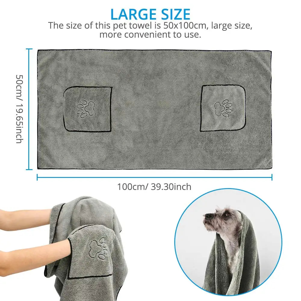 Super Absorbent Quick-Drying Microfiber Dog & Cat Bath Towel