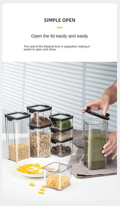 Sealed Plastic Storage Jars Set, Moisture-Proof Grain & Seasoning Organizer for Kitchen