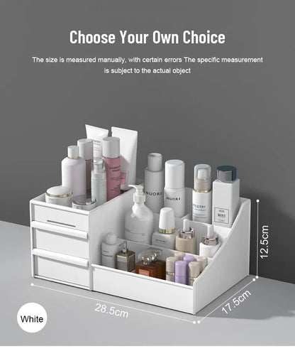 1PC White Makeup Storage Box - Plastic Drawer Organizer for Cosmetics & Skin Care