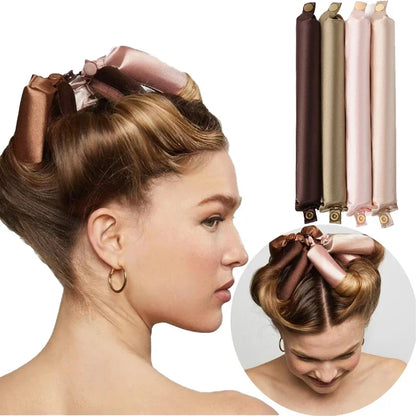 Heatless Satin Curling Rod Headband No-Heat Silk Curls Lazy Hair Rollers Soft Sleep-in Styling Tool