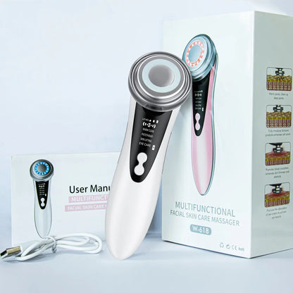 EMS Facial Massager - LED Light Therapy & Sonic Ion Vibration for Skin Tightening & Anti-Wrinkle