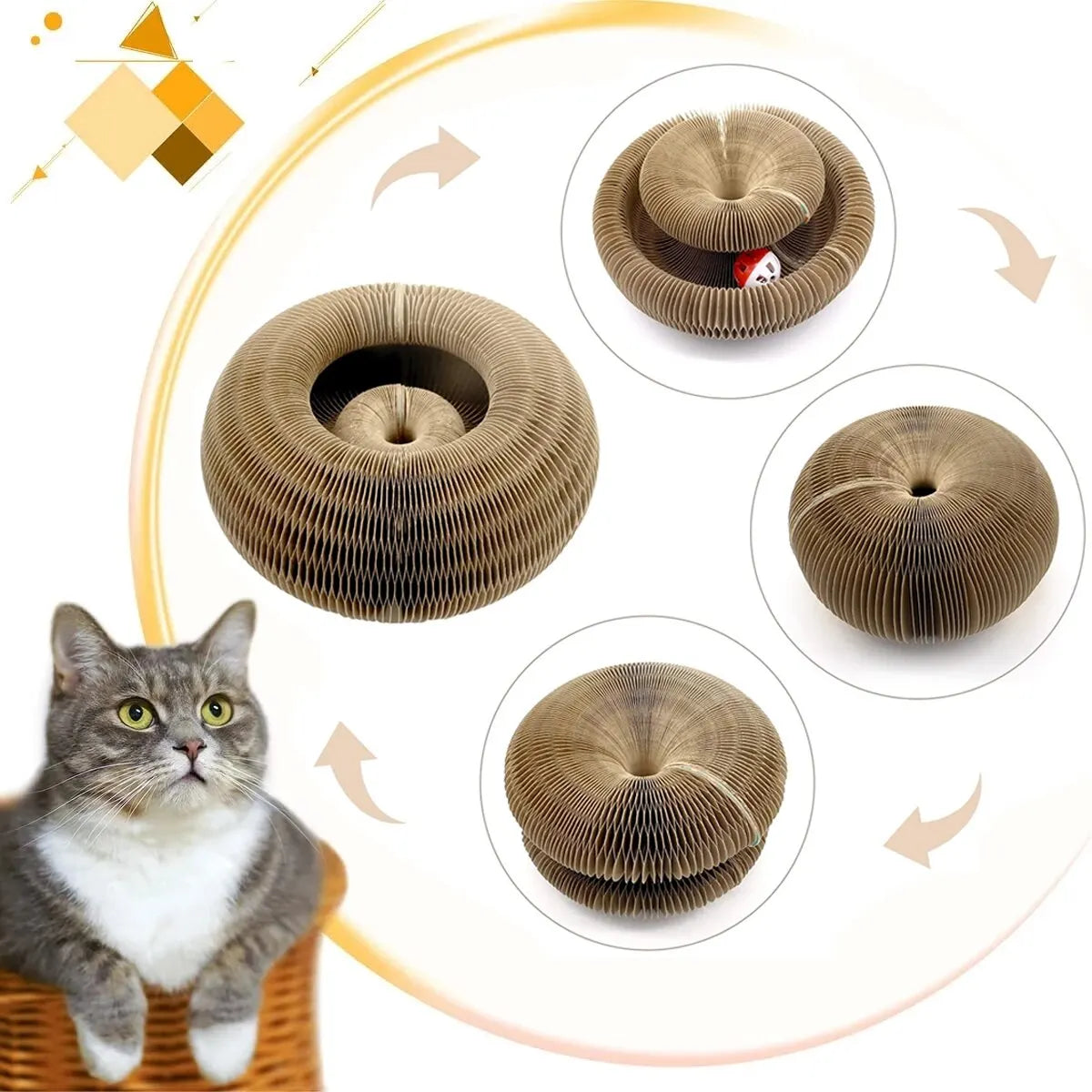Magic Cat Scratch Board with Ball & Corrugated Climbing Toy for Cats